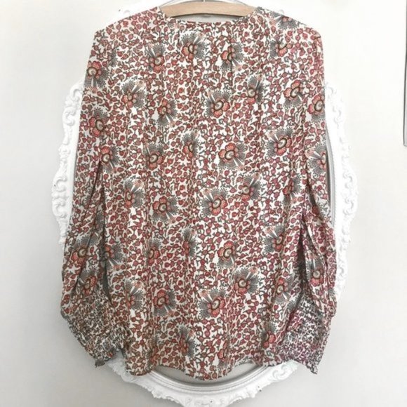 LOFT Floral Blouse, Flowerbud Smocked Cuff - Picture 7 of 13